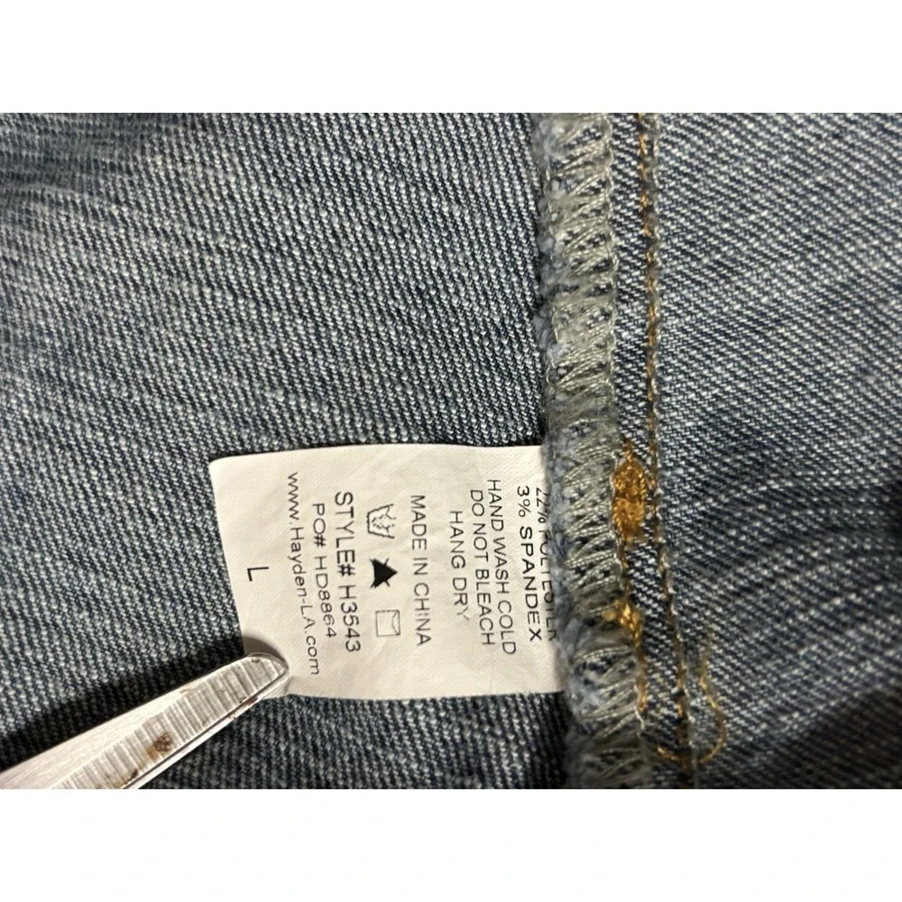 Hayden Womens Blue Stretch Denim Fringe Hem Mini Skirt Retro H3543 L